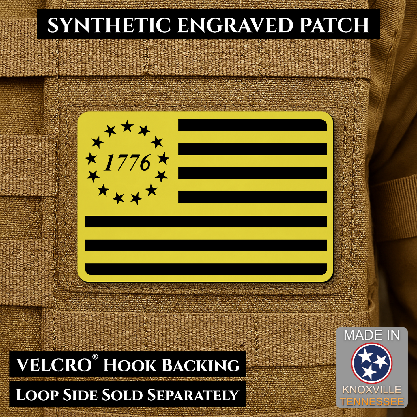 Tactical 1776 America 250th Flag Patch | Made in USA | VELCRO® Brand Hook Backing
