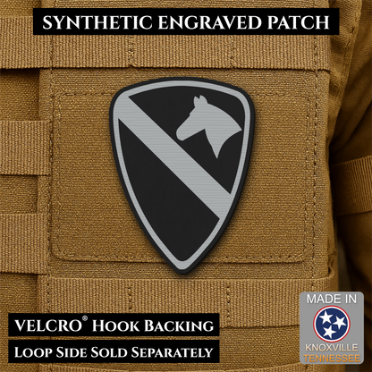 Army 1st Cavalry Division Morale Patch, 2.2x3" | Made in USA | VELCRO® Brand Hook Backing