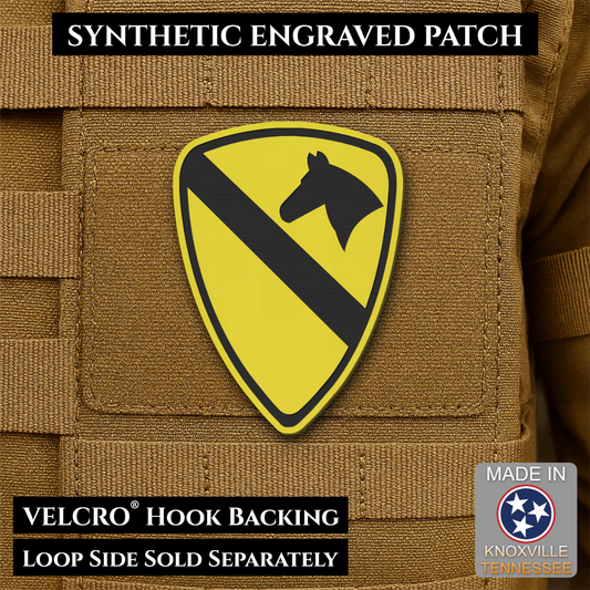 Army 1st Cavalry Division Morale Patch, 2.2x3" | Made in USA | VELCRO® Brand Hook Backing