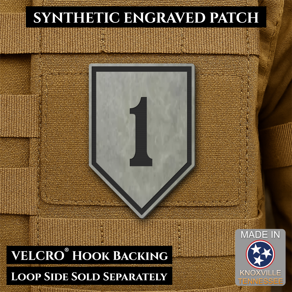 Army 1st Infantry Division Morale Patch, 2x3" | Made in USA | VELCRO® Brand Hook Backing
