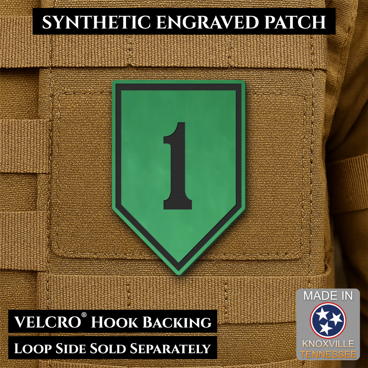 Army 1st Infantry Division Morale Patch, 2x3" | Made in USA | VELCRO® Brand Hook Backing