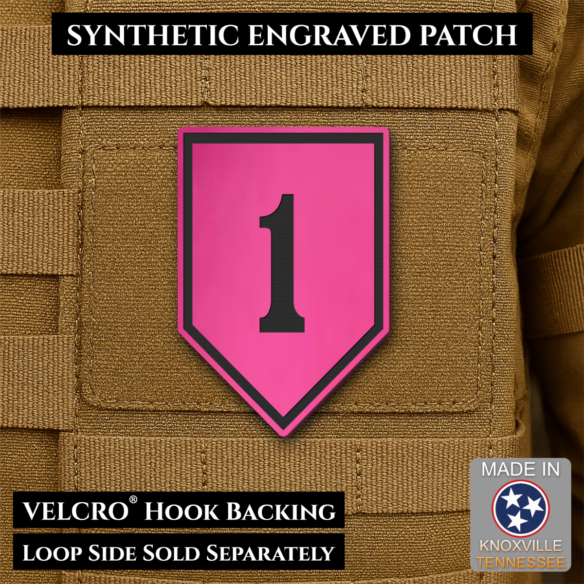Army 1st Infantry Division Morale Patch, 2x3" | Made in USA | VELCRO® Brand Hook Backing