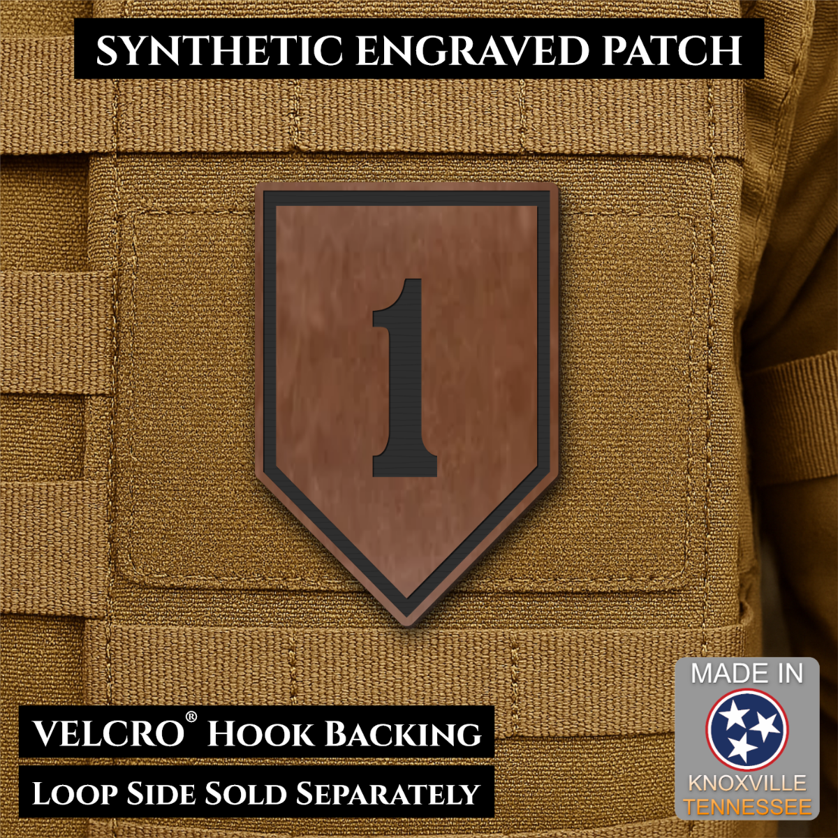 Army 1st Infantry Division Morale Patch, 2x3" | Made in USA | VELCRO® Brand Hook Backing