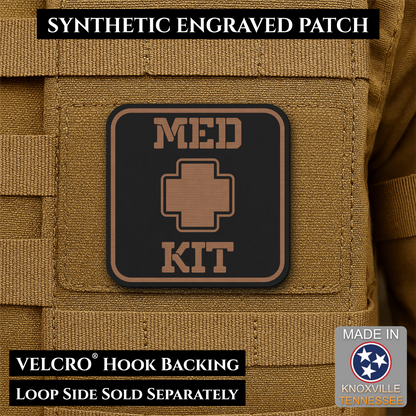 Med Kit IFAK, First-Aid Pouch Identification Patch, 2x2" | Made in USA | VELCRO® Brand Hook Backing