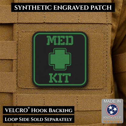 Med Kit IFAK, First-Aid Pouch Identification Patch, 2x2" | Made in USA | VELCRO® Brand Hook Backing