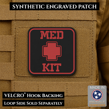 Med Kit IFAK, First-Aid Pouch Identification Patch, 2x2" | Made in USA | VELCRO® Brand Hook Backing