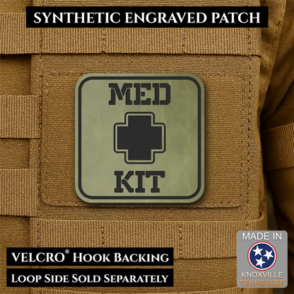 Med Kit IFAK, First-Aid Pouch Identification Patch, 2x2" | Made in USA | VELCRO® Brand Hook Backing