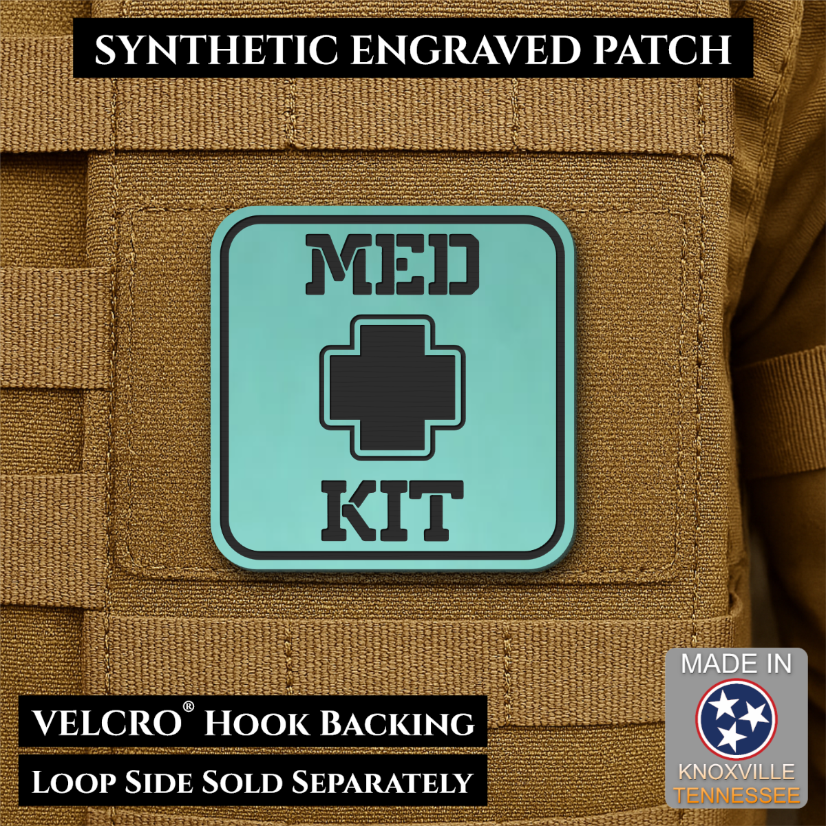 Med Kit IFAK, First-Aid Pouch Identification Patch, 2x2" | Made in USA | VELCRO® Brand Hook Backing