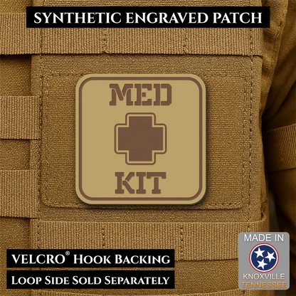 Med Kit IFAK, First-Aid Pouch Identification Patch, 2x2" | Made in USA | VELCRO® Brand Hook Backing