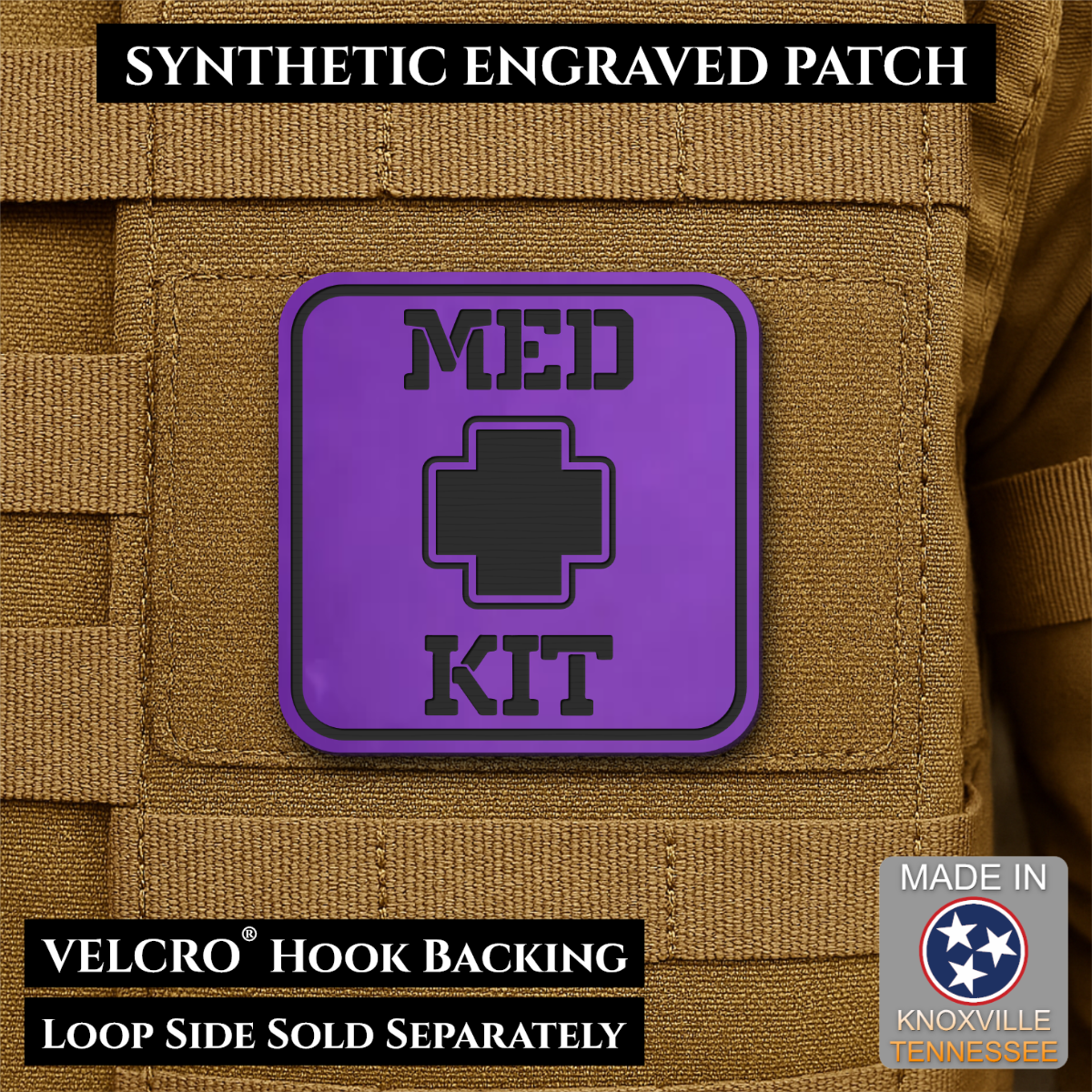 Med Kit IFAK, First-Aid Pouch Identification Patch, 2x2" | Made in USA | VELCRO® Brand Hook Backing