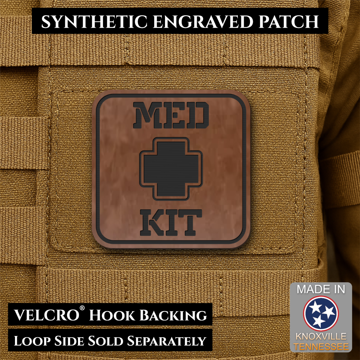 Med Kit IFAK, First-Aid Pouch Identification Patch, 2x2" | Made in USA | VELCRO® Brand Hook Backing