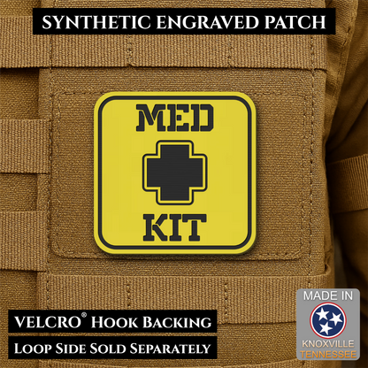 Med Kit IFAK, First-Aid Pouch Identification Patch, 2x2" | Made in USA | VELCRO® Brand Hook Backing