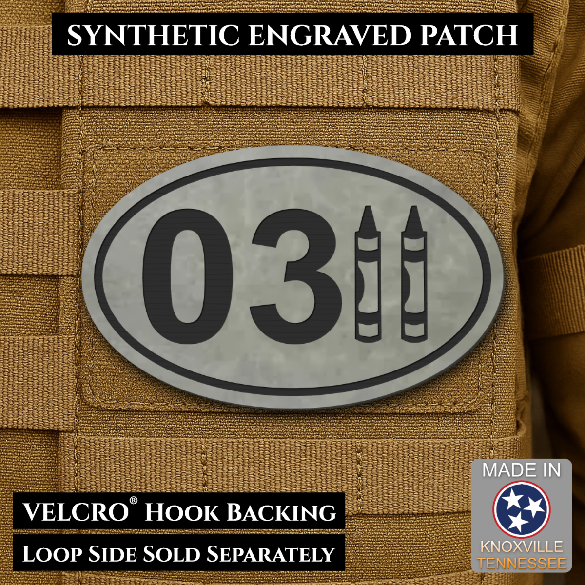 USMC 0311 Marine Infantry Crayon Morale Patch, 1.8x3" | Made in USA | VELCRO® Brand Hook Backing