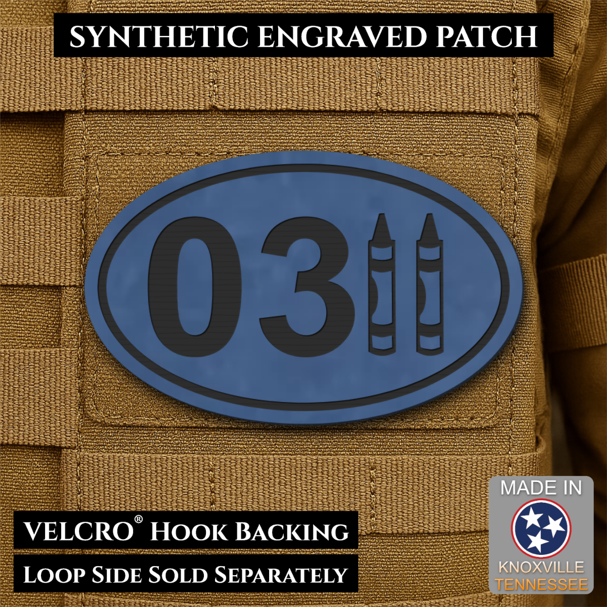 USMC 0311 Marine Infantry Crayon Morale Patch, 1.8x3" | Made in USA | VELCRO® Brand Hook Backing
