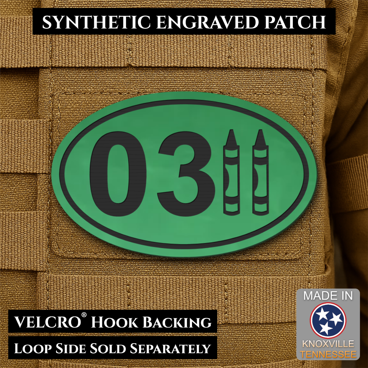 USMC 0311 Marine Infantry Crayon Morale Patch, 1.8x3" | Made in USA | VELCRO® Brand Hook Backing