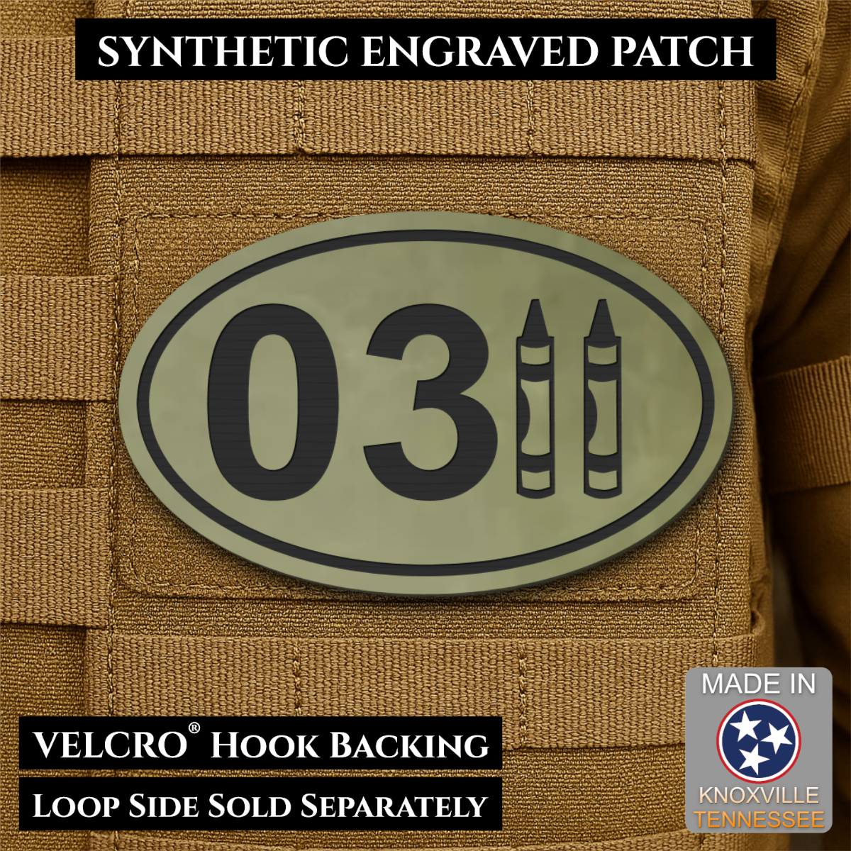 USMC 0311 Marine Infantry Crayon Morale Patch, 1.8x3" | Made in USA | VELCRO® Brand Hook Backing