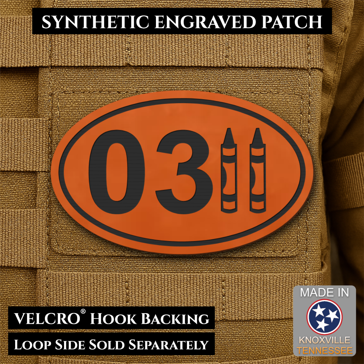 USMC 0311 Marine Infantry Crayon Morale Patch, 1.8x3" | Made in USA | VELCRO® Brand Hook Backing