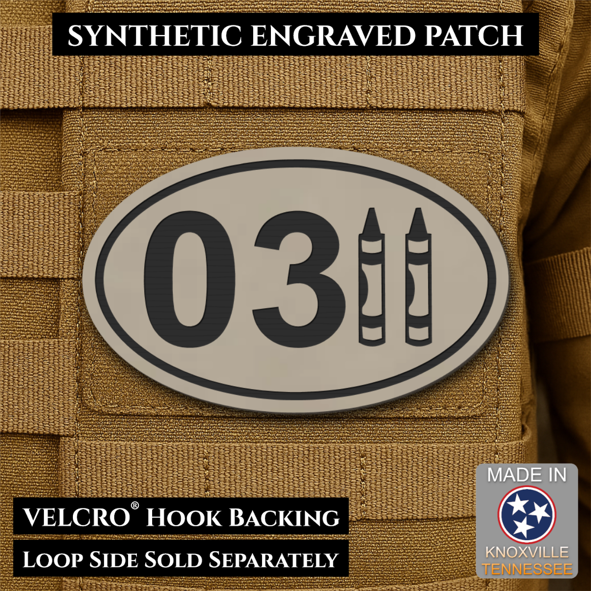 USMC 0311 Marine Infantry Crayon Morale Patch, 1.8x3" | Made in USA | VELCRO® Brand Hook Backing