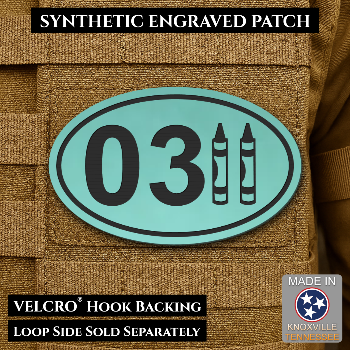 USMC 0311 Marine Infantry Crayon Morale Patch, 1.8x3" | Made in USA | VELCRO® Brand Hook Backing