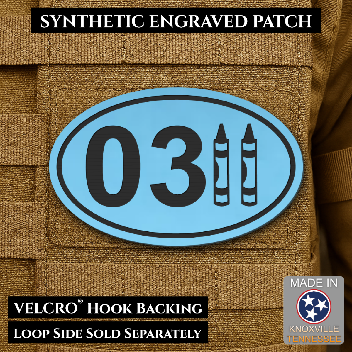 USMC 0311 Marine Infantry Crayon Morale Patch, 1.8x3" | Made in USA | VELCRO® Brand Hook Backing