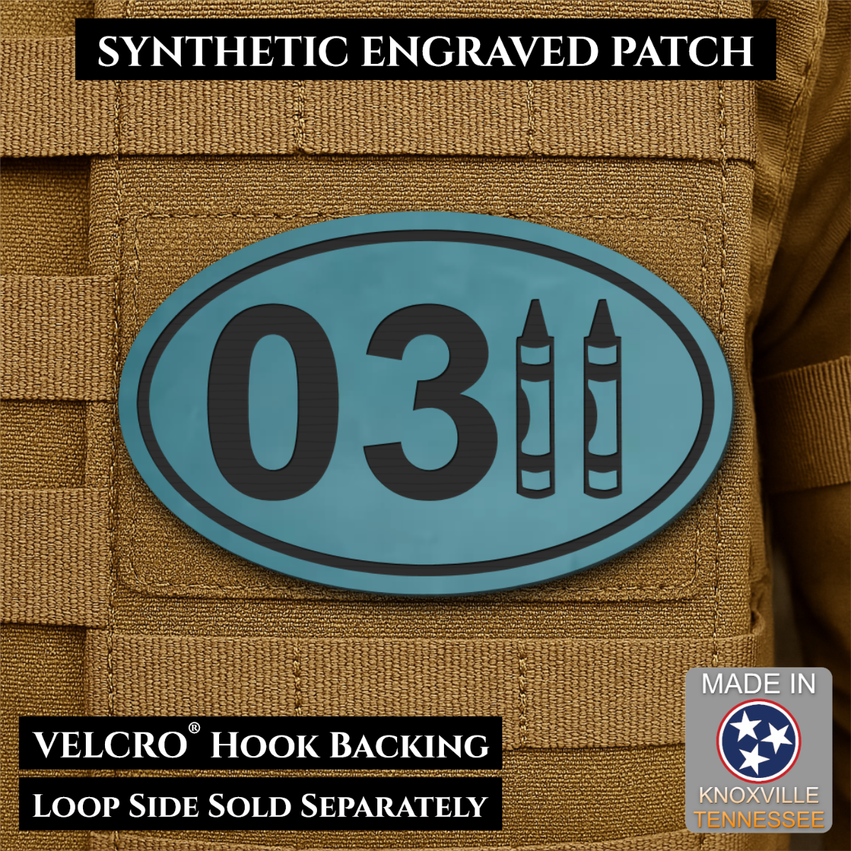 USMC 0311 Marine Infantry Crayon Morale Patch, 1.8x3" | Made in USA | VELCRO® Brand Hook Backing