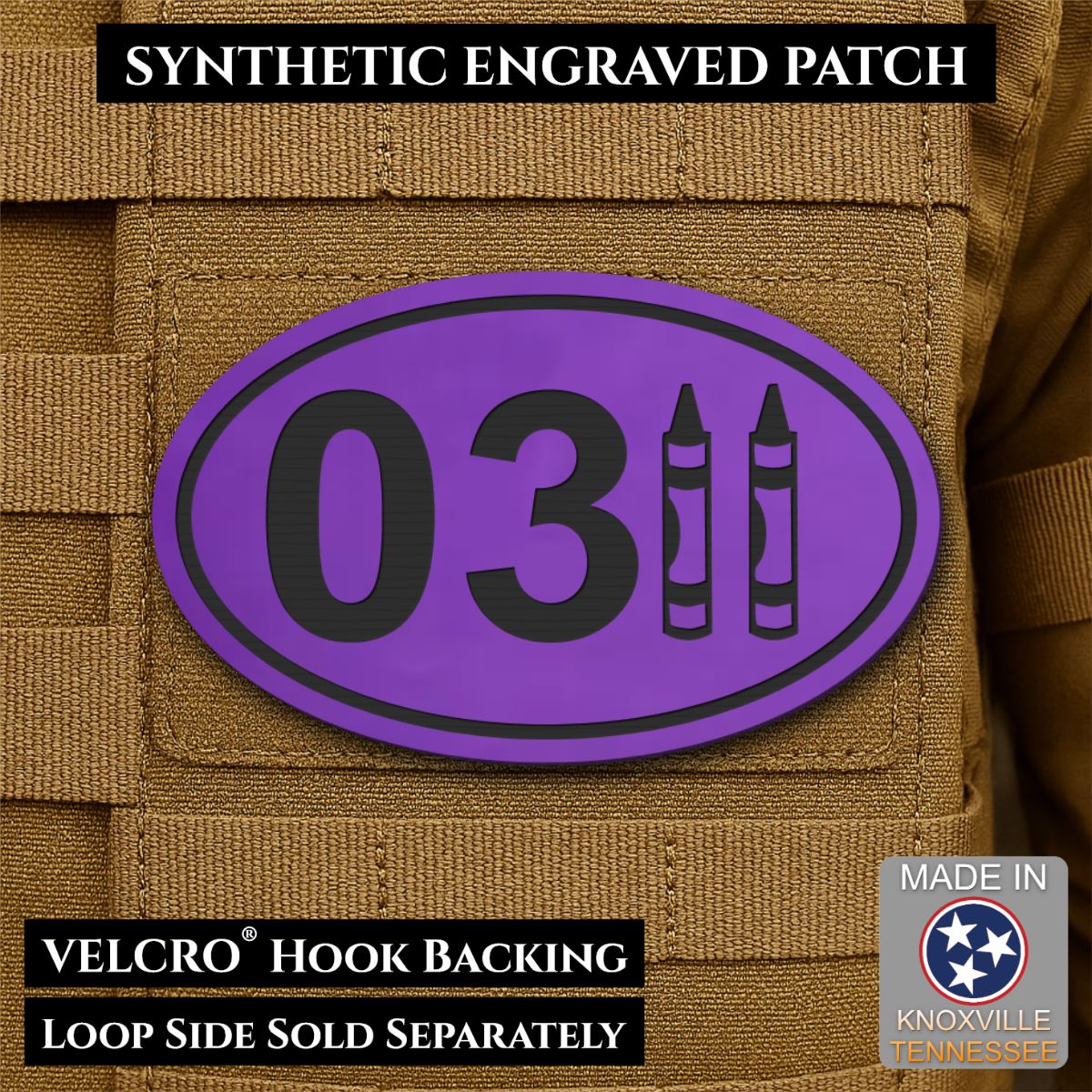USMC 0311 Marine Infantry Crayon Morale Patch, 1.8x3" | Made in USA | VELCRO® Brand Hook Backing