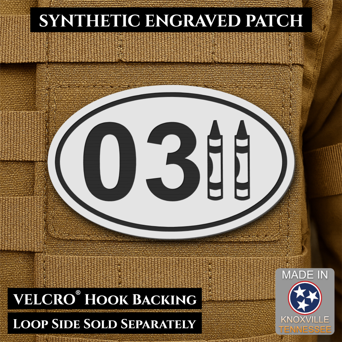 USMC 0311 Marine Infantry Crayon Morale Patch, 1.8x3" | Made in USA | VELCRO® Brand Hook Backing