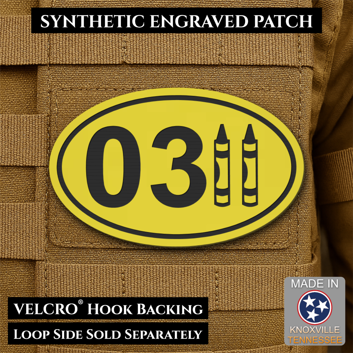 USMC 0311 Marine Infantry Crayon Morale Patch, 1.8x3" | Made in USA | VELCRO® Brand Hook Backing