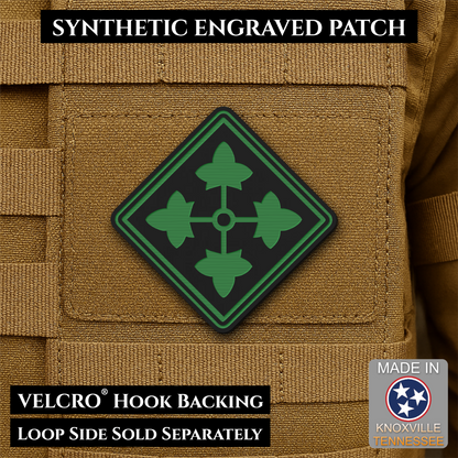 Army 4th Infantry Division Morale Patch, 3x3" | Made in USA | VELCRO® Brand Hook Backing