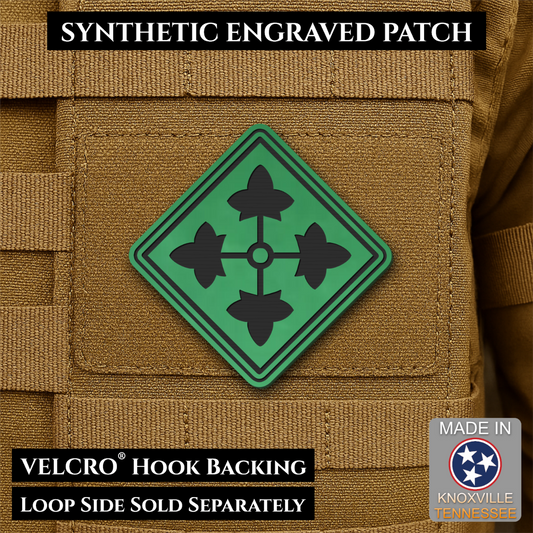 Army 4th Infantry Division Morale Patch, 3x3" | Made in USA | VELCRO® Brand Hook Backing