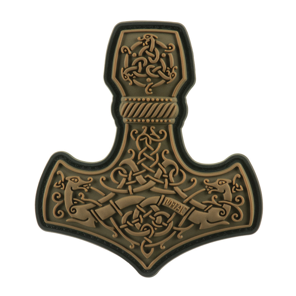 M-Tac Mjölnir Thor's Hammer PVC morale patch featuring an intricate Norse knotwork design with hook and loop backing.