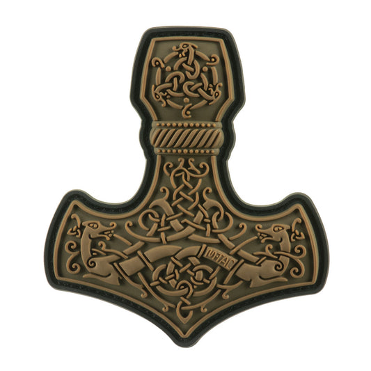 M-Tac Mjölnir Thor's Hammer PVC morale patch featuring an intricate Norse knotwork design with hook and loop backing.