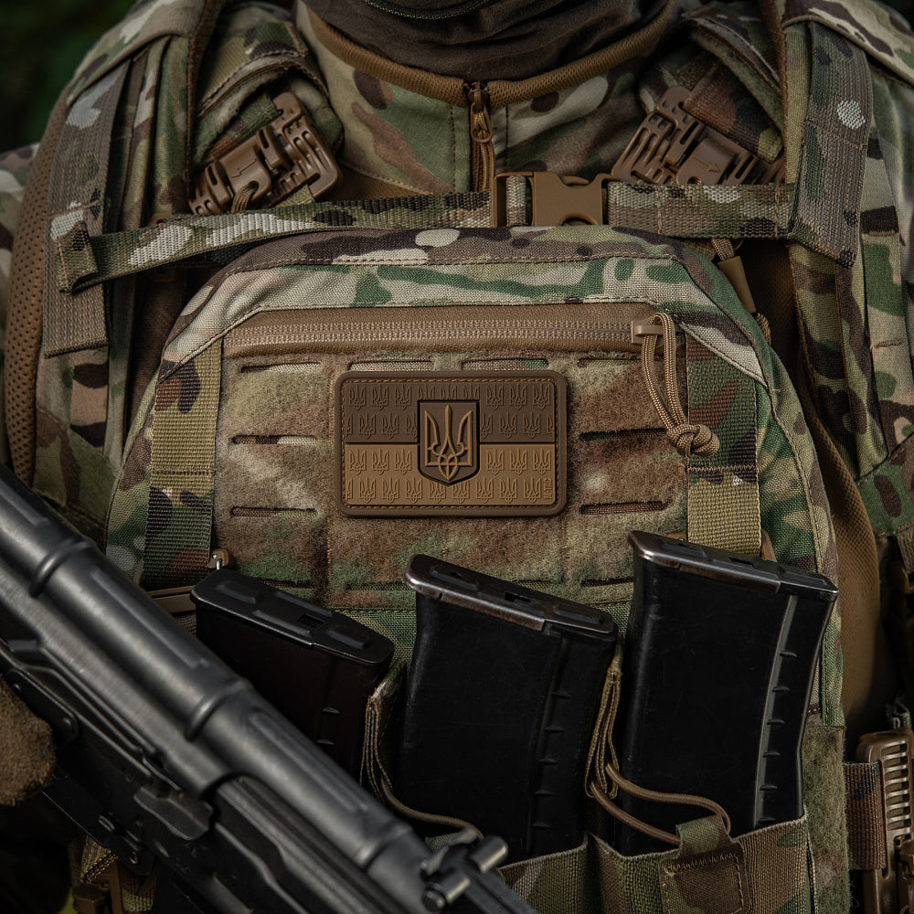 Ukraine Flag Embossed PVC Morale Patch – M-Tac Tactical Hook & Loop Ukrainian Trident Patch for Backpack, Plate Carrier & Uniform