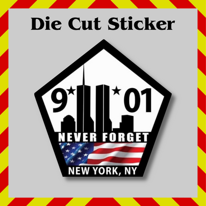 9/11 Never Forget Sticker, Pentagon & WTC Twin Towers