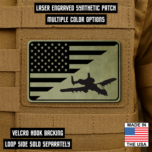 A10 Thunderbolt II Flag Tactical Engraved Morale Patch 2"x3" Hook & Loop | Made in USA