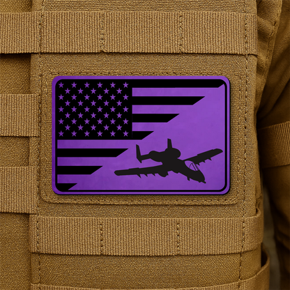 A10 Thunderbolt II Flag Tactical Engraved Morale Patch 2"x3" Hook & Loop | Made in USA
