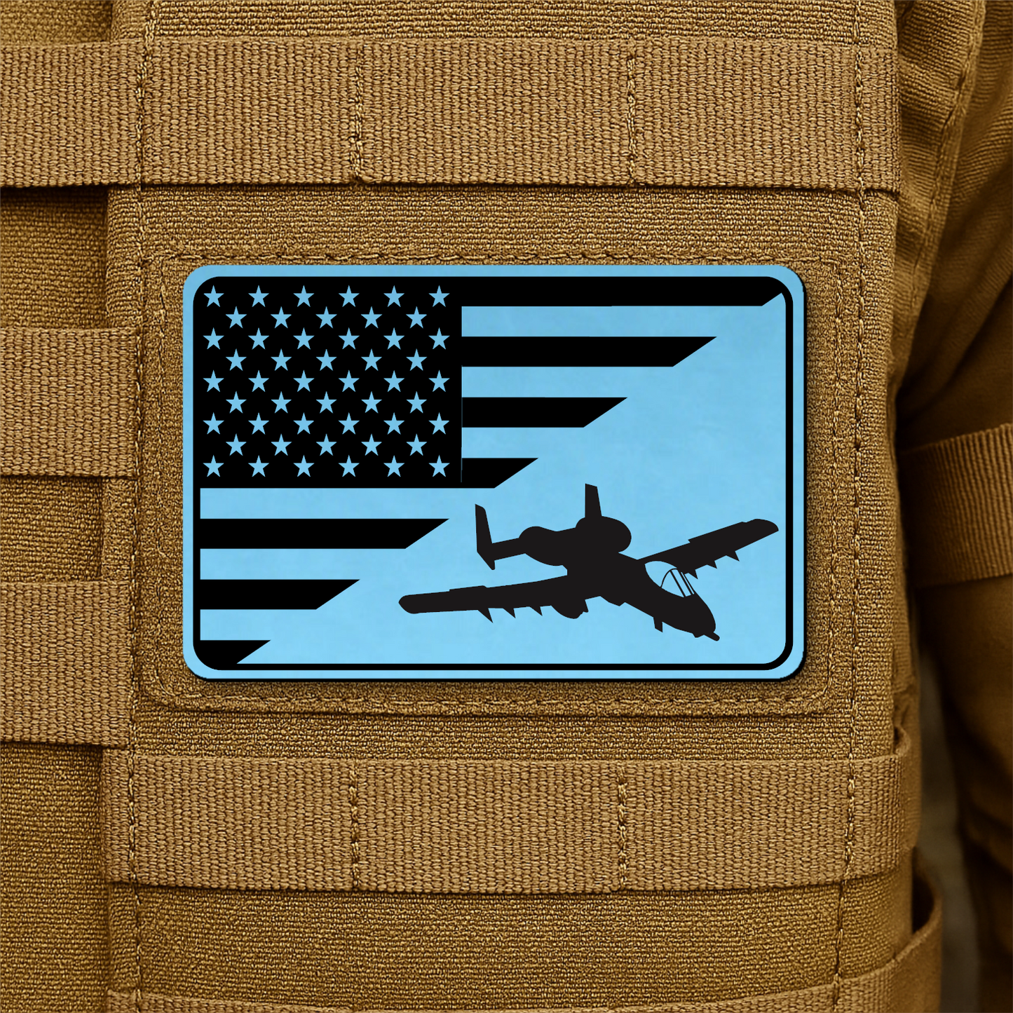 A10 Thunderbolt II Flag Tactical Engraved Morale Patch 2"x3" Hook & Loop | Made in USA