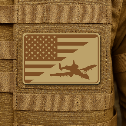 A10 Thunderbolt II Flag Tactical Engraved Morale Patch 2"x3" Hook & Loop | Made in USA