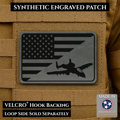 A-10 Warthog American Flag Morale Patch, 2x3" | Made in USA | VELCRO® Brand Hook Backing