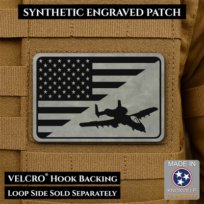 A-10 Warthog American Flag Morale Patch, 2x3" | Made in USA | VELCRO® Brand Hook Backing