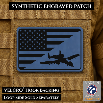 A-10 Warthog American Flag Morale Patch, 2x3" | Made in USA | VELCRO® Brand Hook Backing