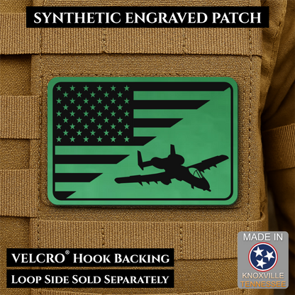 A-10 Warthog American Flag Morale Patch, 2x3" | Made in USA | VELCRO® Brand Hook Backing