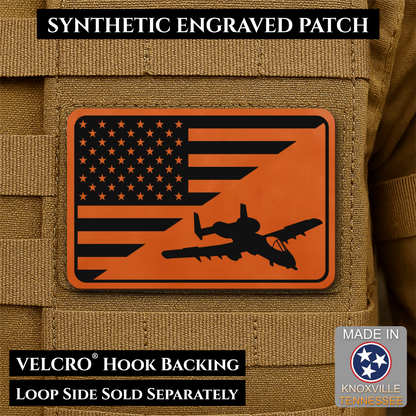 A-10 Warthog American Flag Morale Patch, 2x3" | Made in USA | VELCRO® Brand Hook Backing