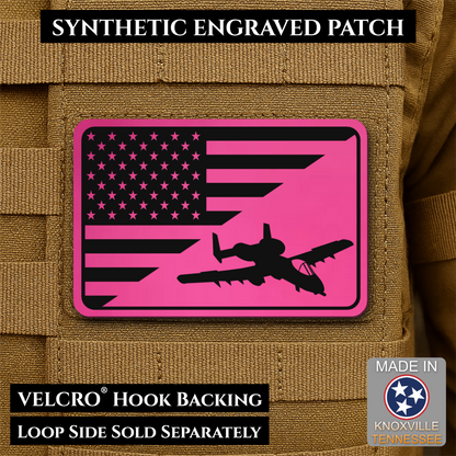 A-10 Warthog American Flag Morale Patch, 2x3" | Made in USA | VELCRO® Brand Hook Backing