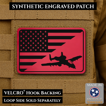 A-10 Warthog American Flag Morale Patch, 2x3" | Made in USA | VELCRO® Brand Hook Backing