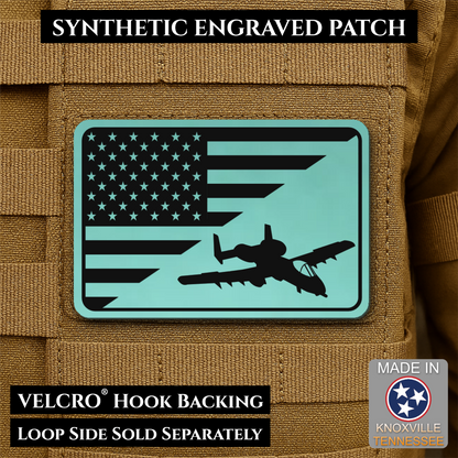 A-10 Warthog American Flag Morale Patch, 2x3" | Made in USA | VELCRO® Brand Hook Backing