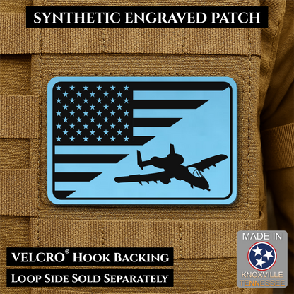A-10 Warthog American Flag Morale Patch, 2x3" | Made in USA | VELCRO® Brand Hook Backing