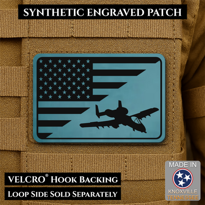 A-10 Warthog American Flag Morale Patch, 2x3" | Made in USA | VELCRO® Brand Hook Backing