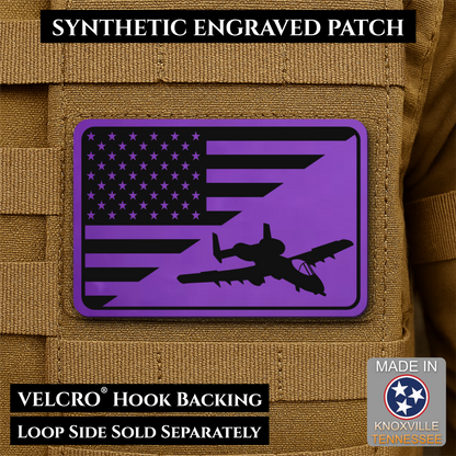 A-10 Warthog American Flag Morale Patch, 2x3" | Made in USA | VELCRO® Brand Hook Backing