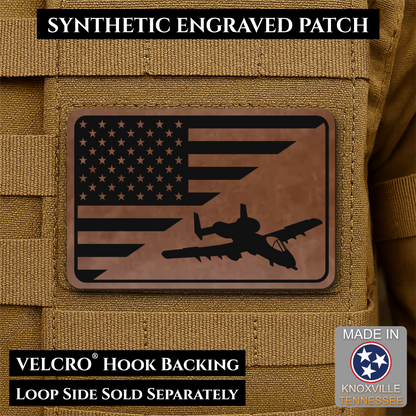 A-10 Warthog American Flag Morale Patch, 2x3" | Made in USA | VELCRO® Brand Hook Backing